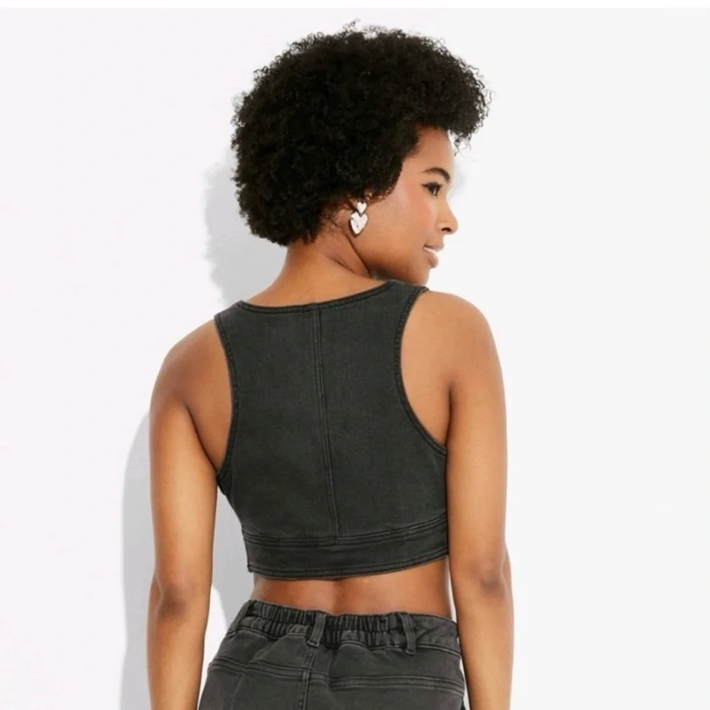 WILD FABLE | Denim Bib Crop Top